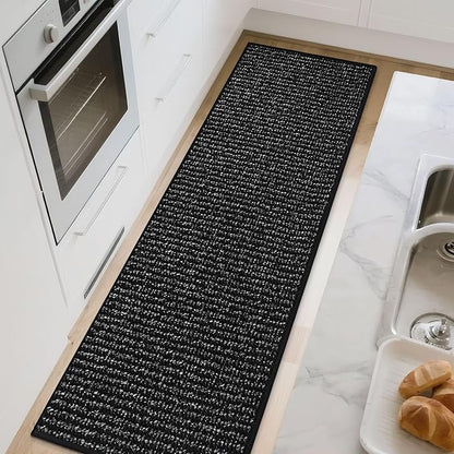 BEQHAUSE Kitchen Runner Rugs 24"x60", Non-Slip Kitchen Mats for Floor, Super Absorbent and Stain Resistant Kitchen Rug, Machine Washable Rugs for Kitchen, Hallway, Laundry & Sink, Black