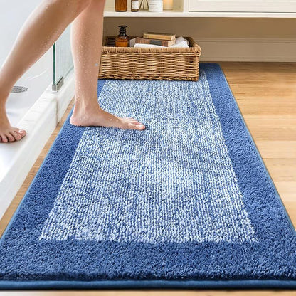 60x24 Long Bathroom Rugs Washable Non Slip, Blue Bath Mat for Bathroom Floor Tub, Soft Absorbent Quick Dry Mats for Shower,Bathtub,Home Decor