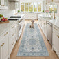 RELEANY Area Rugs 2'x8' Runner Rug Non Slip Washable for Kitchen Hallway Bedroom Beside Laundry Room Bathroom Rug, Floor Carpet, Light Blue Navy Beige Gray White