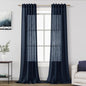 Navy Blue Linen Curtains 102 Inches Long for Living Room 2 Panel Set Back Tab Rod Pocket Indigo Semi Sheer Curtains Light Filtering Burlap Extra Long Drapes Farmhouse Decor for High Window 40x102