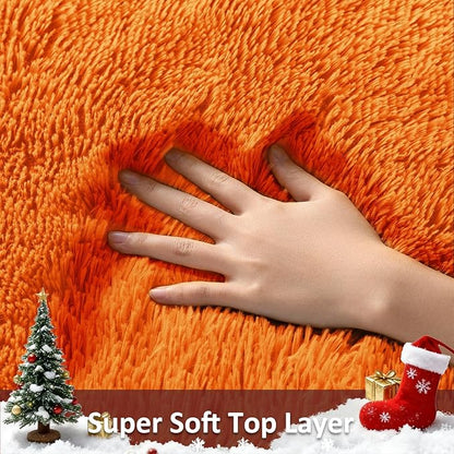Ophanie Orange Fall Rugs for Bedroom Living Room, Fluffy Fuzzy Furry Carpet, Plush Soft Shaggy Bedside Indoor Floor 4x6 Area Rug for Kids Girls Boys Baby Teen Dorm Nursery Home Decor Aesthetic