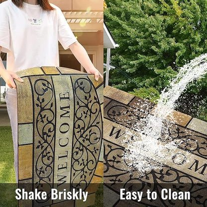 Durable Welcome Door Mats, 24"x36" Heavy-Duty Large Outdoor Mat for Front Door with Non-Slip Rubber Backing for Outside Entry, Garage, Patio, High Traffic Area