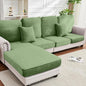 Couch Cover 8-Piece Elastic Velvet Couch Cushion Covers & Chaise Slipcovers for L-Shaped Sofas, Sofa Seat Covers Washable, Soft Cover for Couches (7 Seater + Chaise, Avocado Green)