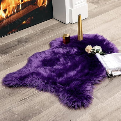 MIULEE Luxury Super Soft Fluffy Area Rug Faux Fur Sheepskin Rug Decorative Plush Shaggy Carpet for Bedside Sofa Floor Nursery 2 x 3 Feet, Purple