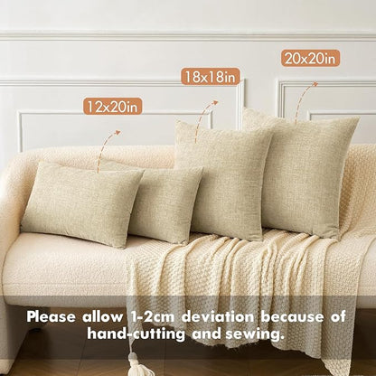 MIULEE Pack of 2 Beige Throw Pillow Covers 18x18 Inch Soft Chenille Pillow Covers for Sofa Living Room Spring Home Decor Couch Solid Dyed Cases Not Pillow Inserts