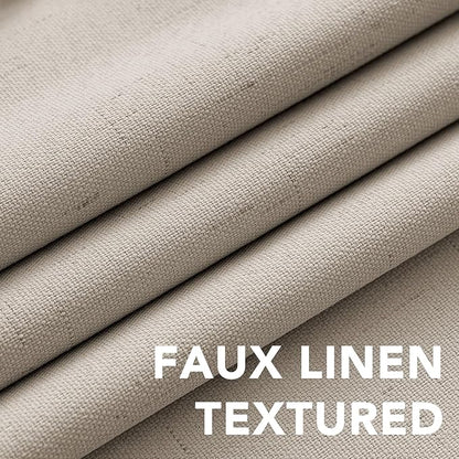 H.VERSAILTEX Linen Curtains 100% Blackout Curtains for Bedroom 102 inch Long Full Light Blocking Nature Linen Blended Window Curtains for Living Room Nickel Grommet (2 Panels, Cobblestone)