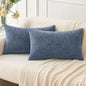 MIULEE Pack of 2 Couch Throw Pillow Covers 12x20 Inch Soft Dark Grey Blue Chenille Lumbar Pillow Covers for Sofa Living Room Solid Dyed Cases