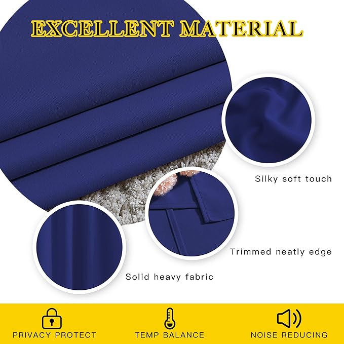 NICETOWN Blackout Curtain Panels 84 - Window Treatment Energy Saving Thermal Insulated Solid Grommet Blackout Drapes for Living Room (Navy Blue， 1 Pair， 52 by 84-Inch)