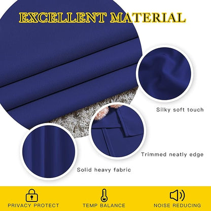 NICETOWN Blackout Room Divider Curtains 118 inches Long 2 Panels, Grommet Sliding Door Curtains Solid Window Treatments Sound Reducing for Living Room, W66 x L118, Navy Blue