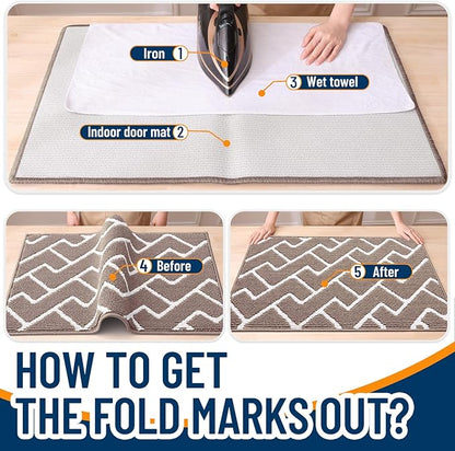 OLANLY Front Door Mat, Non-Slip Rubber Backing, Dirt Resistant and Absorbent, Washable, Easy to Clean Low-Profile Indoor Doormat for Back Door, Entryway, Inside Entrance, 36x24, Brown
