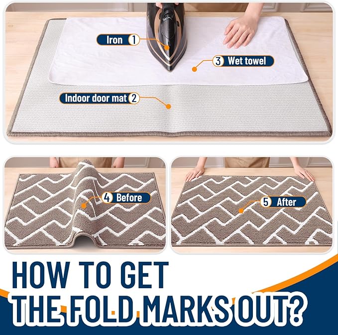 OLANLY Front Door Mat, Non-Slip Rubber Backing, Dirt Resistant and Absorbent, Washable, Easy to Clean Low-Profile Indoor Doormat for Back Door, Entryway, Inside Entrance, 48x32, Brown