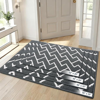 OLANLY Front Door Mat, Non-Slip Rubber Backing, Dirt Resistant and Absorbent, Washable, Easy to Clean Low-Profile Indoor Doormat for Back Door, Entryway, Inside Entrance, 59x35, Charcoal