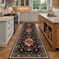 Area Rugs 3'x9' Runner Rug Non Slip Washable for Kitchen Hallway Bedroom Beside Laundry Room Bathroom Rug, Floor Carpet, Black Colorful Floral Dark Tan
