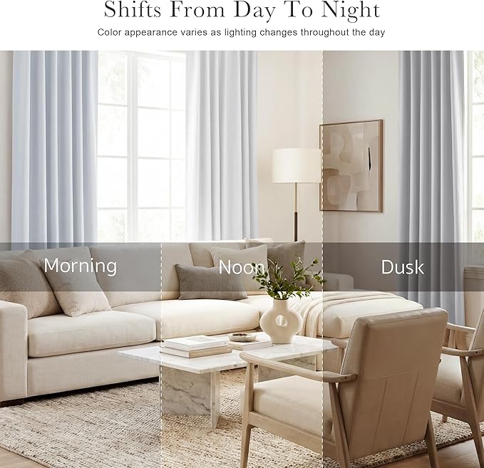 PONY DANCE White Curtains 45 Inches Long - Room Darkening Drapes with Back Tabs & Rod Pocket Design Window Treatments Panels for Decoration, 52 x 45 Inches, Greyish White, 2 PCs