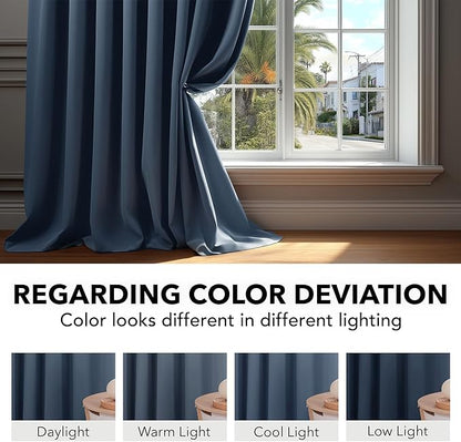Deconovo Blackout Curtains, Thermal Insulated, W70 x L95 2 Panels, Back Tab, Machine Washable, Room-Darkening Drapes for Bedroom/Living Room Stone Blue