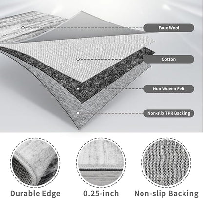 3x18 Washable Hallway Runner Rug: Extra Long Runners for Entryway Living Room Dining Room - Stain and Water Resistant Rugs with Non-Slip Backing - Soft Low-Pile Carpet 18ft Grey