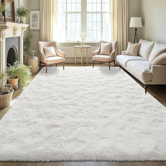 LOCHAS Ultra Soft Indoor Modern Area Rugs Fluffy Living Room Carpets for Children Bedroom Home Decor Nursery Rug 6x9 Feet, Cream