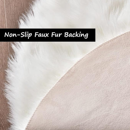 Goolela White Sheepskin Area Rug 9x12 Fluffy Fuzzy Furry Rug for Bedroom Living Room Faux Fur Shaggy Soft Rectangle