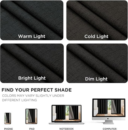Joydeco Blackout Curtains for Bedroom - 100% Light Blocking 2 Panels Set Black Drapes 42" W x 108" L, Thermal Insulated Room Darkening Curtains, Linen Textured for Living Room, Rod Pocket & Back Tabs