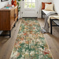 Washable Area Rugs 2'x8' Non-Slip Modern Abstract Soft for Living Room Entryway Bedroom Nursery, Print Pattern, Green Orange Rust Red Cream Colorful