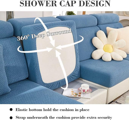 Sofa Covers Couch Covers for Sofa Pet Friendly Couch Cushion Covers Universal Sofa Covers Washable Stretch Slipcovers for Sectional Sofa (Texture Blue,Extra Large Single Seat Cover)