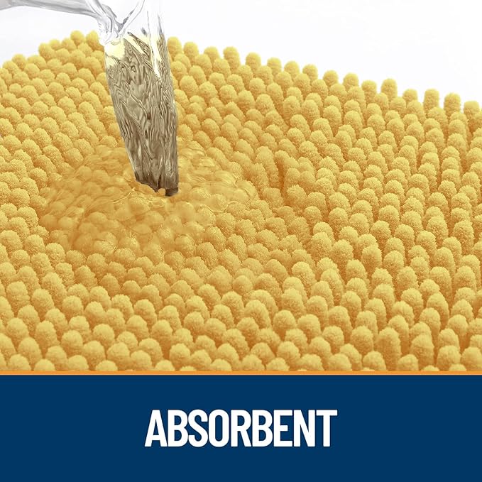 OLANLY Dog Door Mat for Muddy Paws 59x32, Absorbs Moisture and Dirt, Absorbent Non-Slip Washable Doormat, Quick Dry Chenille Mud Mat for Dogs, Entry Indoor Entryway Carpet for Inside Floor, Yellow