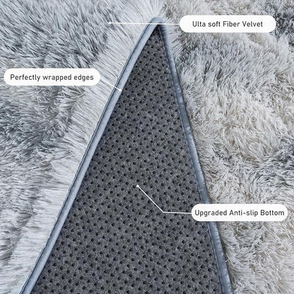 Rugs for Living Room 6x9, Soft Shaggy Modern Shag Area Rug for Bedroom, Upgrade Non-Slip Plush Fluffy Carpet for Kids Boys Girls Room Home Decor Aesthetic, Light Grey