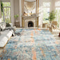 Ompaa Living Room Rug 8x10 Blue Area Rugs Machine Washable Abstract Boho Large Carpet Non-Slip Non-Shedding Faux Wool Indoor Vintage Rugs for Bedroom, Classroom, Dining Room, Kids Playroom
