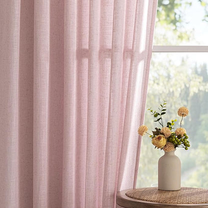 MYSKY HOME 96 Inches Length Pink Curtains for Girls Bedroom Living Room Semi Sheer Light Filtering Nursery Window Drapes, Soft Modern Decor Country Style Back Tab, 50" x 96", Light Pink, 2 Panels
