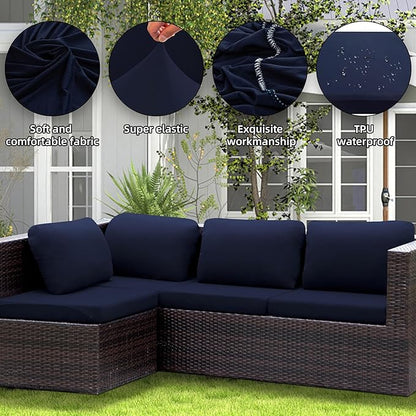Outdoor Cushion Covers Set,14PCS Patio Furniture Couch Seat Slipcovers, Replacement for Sofa Sectional Chair(Cover，Only)