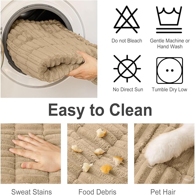 hyha Couch Covers for Dogs Washable, Non Slip Plush Dog Sofa Protectors, Fuzzy Pet Couch Covers for 3 Cushion Sofa Pet Friendly (Khaki, 27.6" x 27.6")