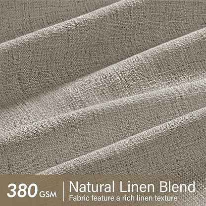 MIULEE Pinch Pleated Thick Linen Curtains 102 Inches Long 2 Panels for Living Room Bedroom, Linen Textured Drapes Pleat Back Tab Memory Trained Light Filtering Boho Taupe Window Curtains with Hooks