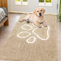 Smiry Dog Door Mat for Muddy Paws, Absorbent Dirt Trapper Non Slip Quick Dry Washable Chenille Mat for Mud Dogs, Entry Rug for Indoor and Outdoor (47x32 Inches, Beige and White)
