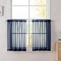 Simplebrand Navy Tier Curtains for Kitchen 24 Inches Long 2 Panels Set, Rod Pocket Cafe Curtain Light Filtering Sheer Short Curtains for Bathroom/Basement Half Window 42 x 24 Inch, 2Pcs, Navy