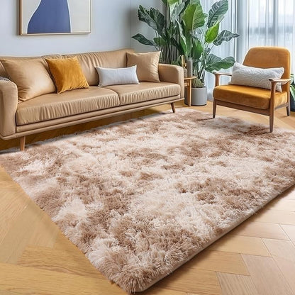 ONASAR Rugs for Living Room Bedroom, Tie-Dyed Beige 5x8 Fluffy Bedside Area Rug, Soft Plush Shaggy Indoor Floor Carpet for Nursery Kids Girls Boys Teen Dorm Home Office Decor Aesthetic