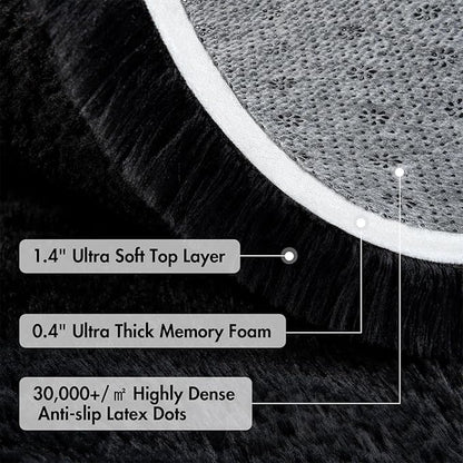 10x14 Ft Extra Large Shag Rugs for Living Room, Ultra Soft Fluffy Furry Area Rugs for Bedroom Indoor Floor, Aesthetic Carpet for Kids Home Decor (Black)