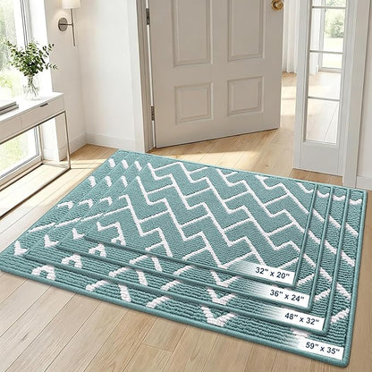 OLANLY Front Door Mat, Non-Slip Rubber Backing, Dirt Resistant and Absorbent, Washable, Easy to Clean Low-Profile Indoor Doormat for Back Door, Entryway, Inside Entrance, 48x32, Sage Green