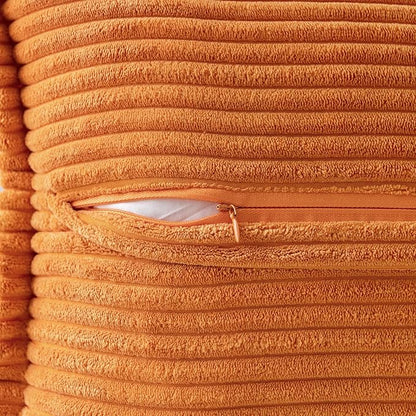 MIULEE Burnt Orange Decorative Throw Pillow Covers for Couch Bed Livingroom 20x20 Inch Set of 2 Boho Accent Throw Pllows Broadside Striped Patchwork Soft Corduroy Pillowcases