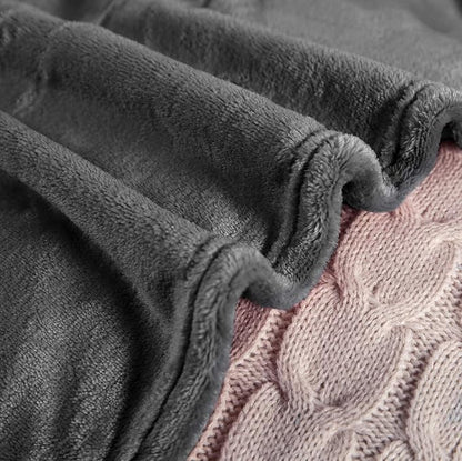 TASTHROW Large Flannel Fleece Throw Blanket, 50×70 Inch - Cozy Lightweight Thick Blanket - All Seasons Suitable for Women, Men and Kids (Two Pack, Grey)