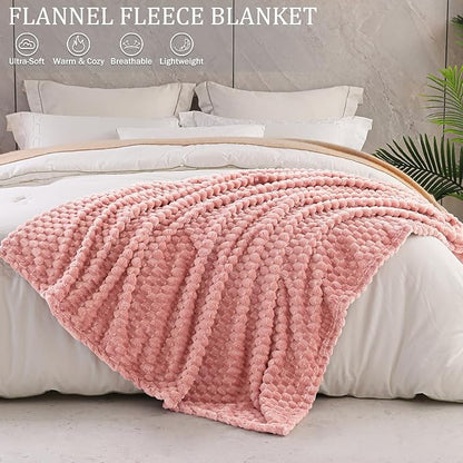 Exclusivo Mezcla Fleece Twin Blanket for Bed, Extra Large Fuzzy Dusty Pink Bed Blankets, Soft Cozy Plush Sofa Throws for All Seasons, 90x66 Inches