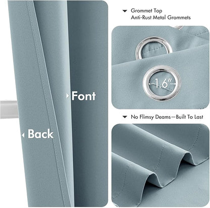 MIULEE Slate Blue Blackout Curtains for Bedroom Living Room 72 Inches Long 2 Panels, Thermal Insulated Room Darkening Drapes Solid Grommet Noise Reduction Light Blocking Window Treatments 40x72 Inch