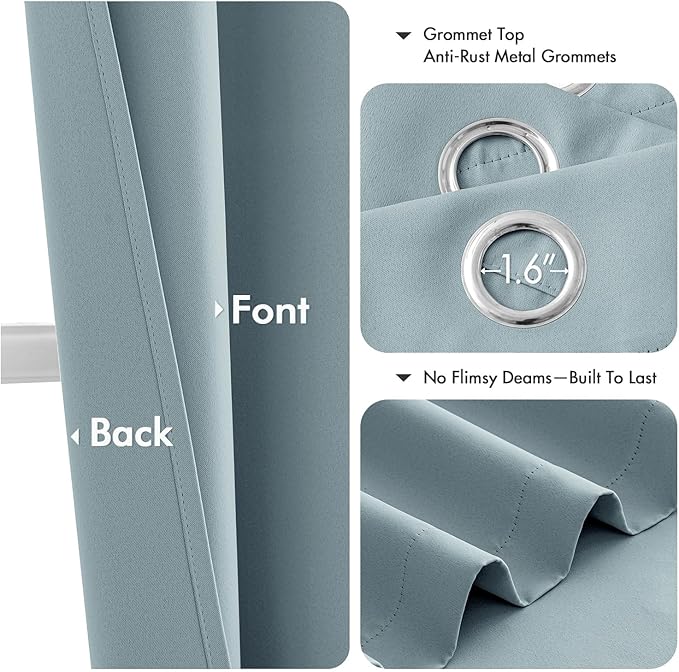 MIULEE Slate Blue Blackout Curtains for Bedroom Living Room 45 Inches Long 2 Panels, Thermal Insulated Room Darkening Drapes Solid Grommet Noise Reduction Light Blocking Window Treatments 40x45 Inch