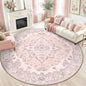 Area Rugs 8ft Washable Non-Slip, Floral Vintage Distress Print Pattern Medallion Carpet for Living Room Bedroom Dining Room, Pink Greypink Cute