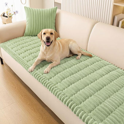 Smiry Couch Cover for Dogs Washable, Non Slip Fuzzy Pet Couch Covers for 3 Cushion Sofa Pet Friendly, Thick Soft Sofa Slipcovers Cushion Protector (Green, 27.6" x 82.7")