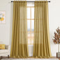 Nanspring Gold Linen Curtains 108 Inches Long for Living Room Bedroom 2 Panels Set Extra Long Back Tab Curtain Light Filtering Sheer Drapes Floor to Ceiling Curtain for Large Windows 52x108