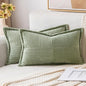 MIULEE Spring Decorative Lumbar Throw Pillow Covers for Couch Bed Livingroom 12x20 Inch Set of 2 Sage Green Boho Accent Throw Pllows Broadside Striped Patchwork Soft Corduroy Pillowcases