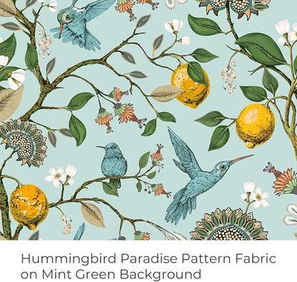 Topfinel 90 Inches Long Curtains Mint Green Whimsical Woodland Leaf Jungle Flower Hummingbird Victorian Grommet Thick Sage Green Curtains for Balcony Sliding Glass Office Bedroom Living Room