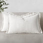 MIULEE Decorative Lumbar Throw Pillow Covers Neutral Linen Fringe Throw Pillows Set of 2 White Boho Farmhouse Cushion Covers with Tassels for Couch Sofa Bed Living Room Spring Decor 12x20 Inch
