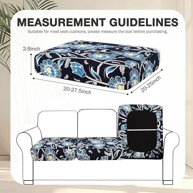 hyha 14Pcs Patio Cushion Covers, Stretch Outdoor Couch Cushion Covers, Washable Outdoor Chair/Sofa Slipcovers for Patio Furniture Cushions Protector with Elastic Bottom(Bluebell,Cover Only)