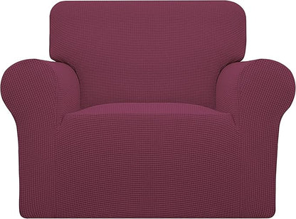 Easy-Going Stretch Oversized Chair Sofa Slipcover 1-Piece Couch Sofa Cover Furniture Protector Soft with Elastic Bottom for Kids Spandex Jacquard Fabric Small Checks ASH Rose
